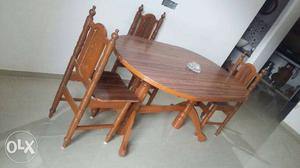 Oblong Brown Wooden Double Pedestal Dining Set