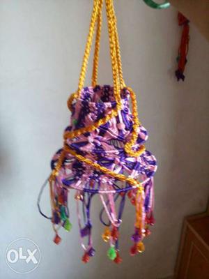 Purple, Pink, And Orange Knitted Hanging Decor