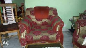 Red And Gray Floral Sofa Chair