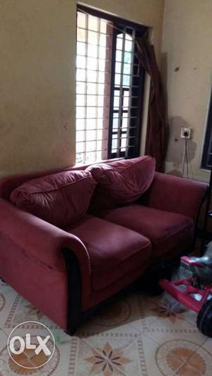 Red Fabric 2-seat Sofa