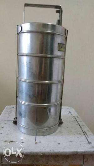 Stainless steel tiffin. compartment dia 7cms height 14 cms.