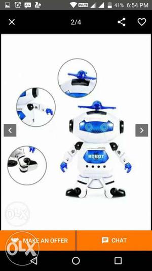 White, Black And Blue Robot Plastic Toy
