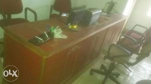 Wooden office counter and desk with chair good