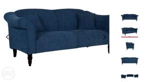 3 seater sofa. Indigo blue by casacraft.