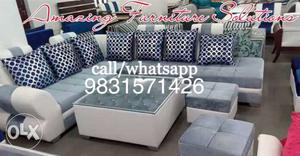 4-piece Gray And White Sofa Set