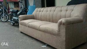 Beige Fabric Tufted 3-1-1 seat Sofa