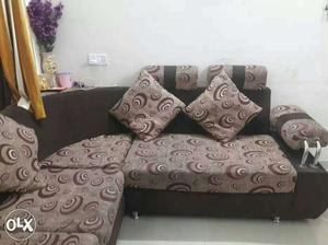 Black And Grey Fabric Sectional Sofa