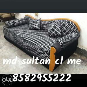 Black And Grey Sofa Chair With Throw Pillows