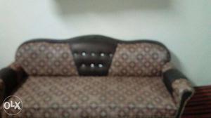 Brown And Tan Fabric Sofa