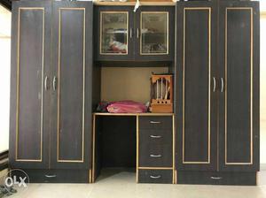 Brown Wooden Bedroom Cabinet With Desk