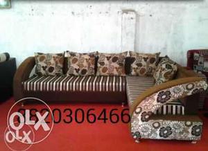 Brown stripe sectional sofa