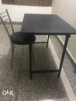 Folding table with steel chair