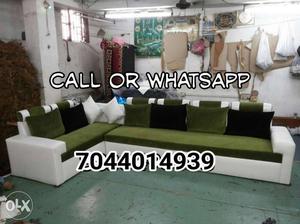 Green Fabric Sectional Sofa