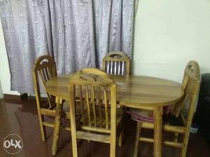 Oval Brown Wooden Dining Table Set