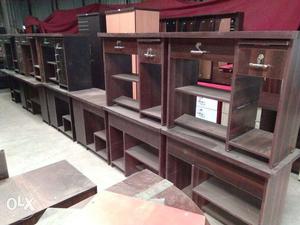 Pile Of Brown Wooden 1-door And 1-drawer Desks