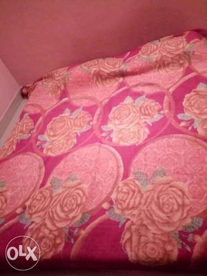 Pink And Beige Floral Blanket (For Winter)