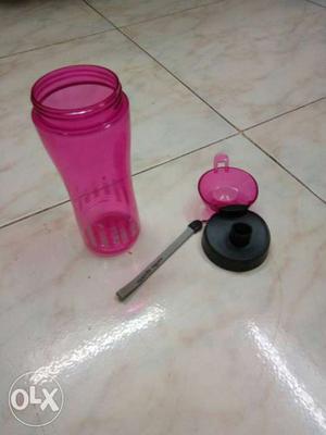 Pink And Black Plastic Sports Bottle