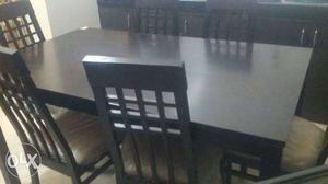 Rectangular Black Wooden Dining Table Set