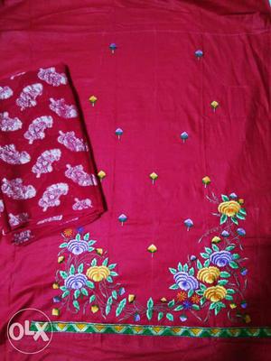 Red, Yellow, And Green Floral Dupatta