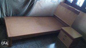 Teak wood Bed with side table- 02 Nos