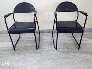 Two Black Metal Armchairs