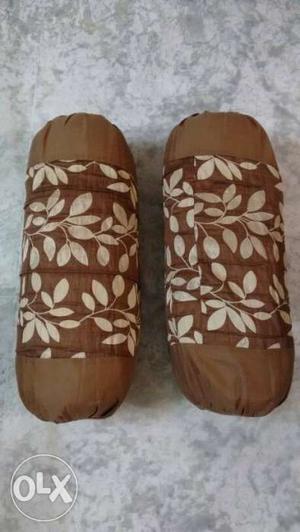 Two Brown Floral Pillows