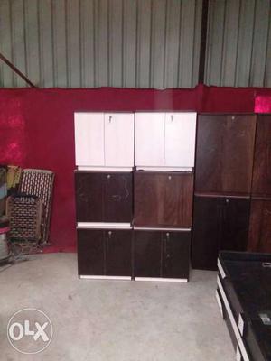 Two Brown Wooden 3-drawer Cabinets