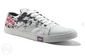Unpaired Of White United States Of America Printed Sneakers