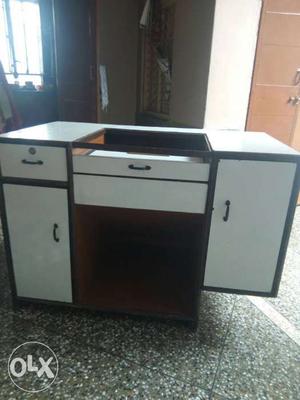 White And Brown Wooden Cabinet With Drawers