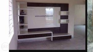 White And Brown Wooden TV Stand