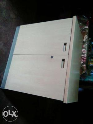 White Wooden Table With Cabinet
