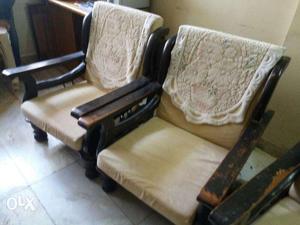 Wooden sofa 3 seater and single seaters 2 No's