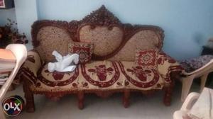 3+1+1 sofa + couch in wooden sofa in perfect