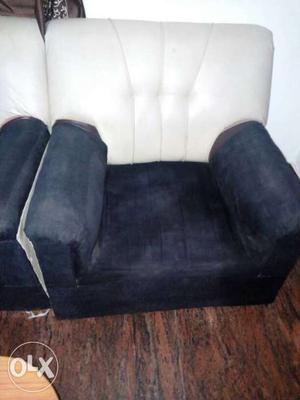 Black And White Leather Padded Sofa Chair