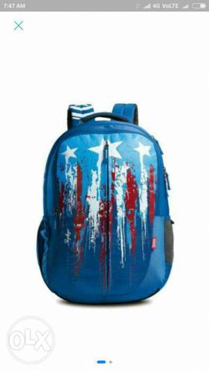 Blue, White, And Red Stars Print Backpack