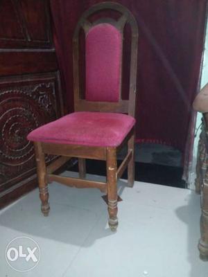 Brown And Pink Wooden Parson's Chair