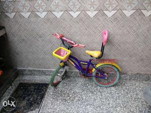Children;s Purple, Yellow, And Pink Bicycle