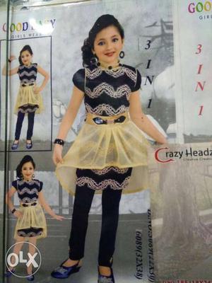 Girl's Black And Yellow Shalwar Kameez