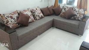 Gray Sectional Couch With Throwpillows