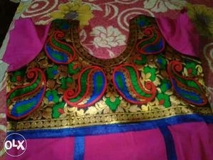 Green, Blue, Red, And Gold-colored Choli