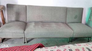 Grey Fabric 3-seat Futon