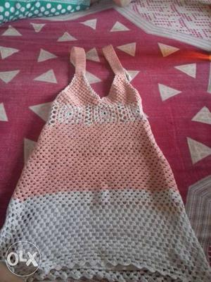 Hand knitted frock for 1 - 2 year baby