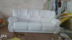 New brand 3+1+1 white leather sofa set