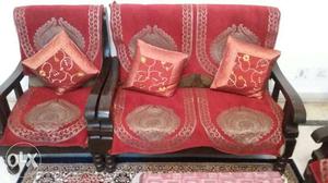 Pure Sheesham wood six seater sofa with cushion