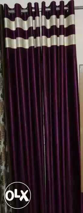 Purple And Brown Window Curtain