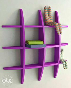 Purple Wooden Cube Shelf