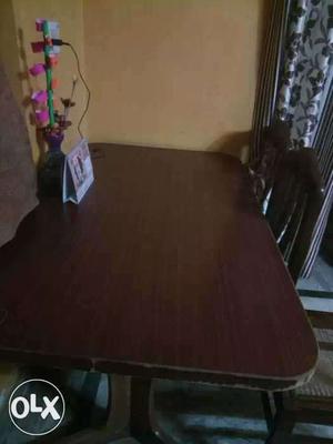 Rectangular Brown Wooden Table With 6 Chairs