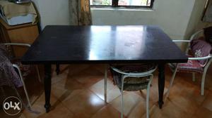 Rectangular Wooden Dining Table with six metal chairs with