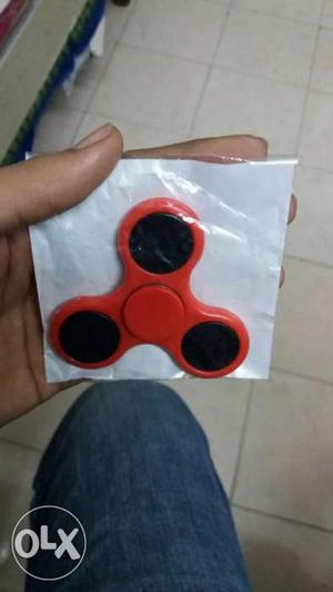 Red And Black 3-blade Fidget Spinner With Pack