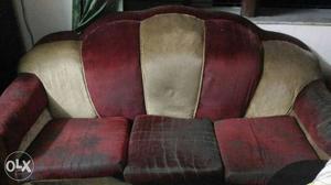 Red And White Suede Sofa